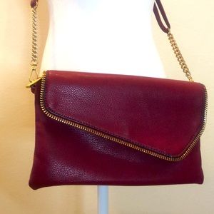 Vegan Faux Leather Red Shoulder Cross Body Bag